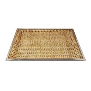 1970s Astonishing Rectangular Tray in Viennese Straw by Jolel. Made in Italy