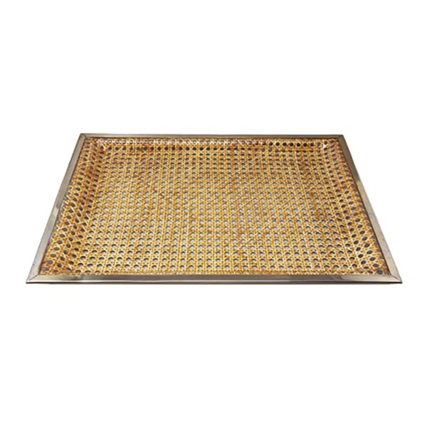 1970s Astonishing Rectangular Tray in Viennese Straw by Jolel. Made in Italy