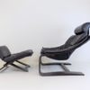 Nelo Kroken leather chair with ottoman by Ake Fribytter