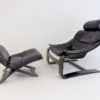 Nelo Kroken leather chair with ottoman by Ake Fribytter