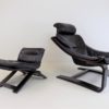Nelo Kroken leather chair with ottoman by Ake Fribytter