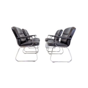 Set of 4 leather office chairs by Grahl