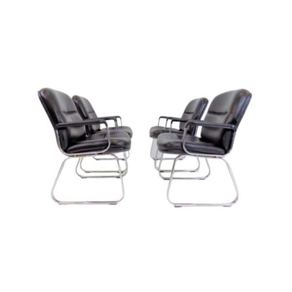 Set of 4 leather office chairs by Grahl
