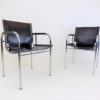 Set of 2 Strässle HE leather lounge chairs by Hans Eichenberger