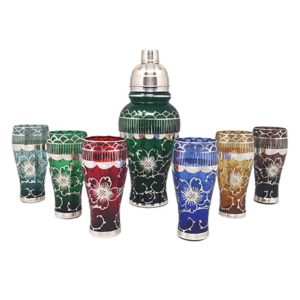 1960s Gorgeous Cocktail Shaker Set with Six Glasses. Made in Italy