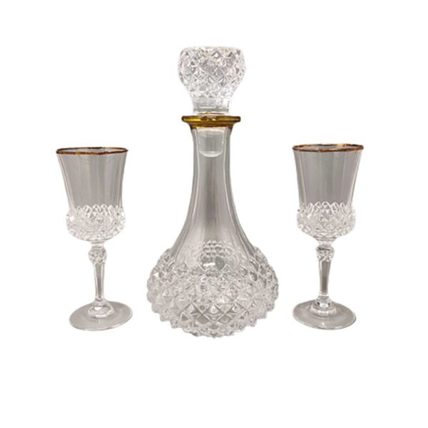 1960s Gorgeous Crystal Decanter with 2 Crystal Glasses. Made in Italy 1960s Gorgeous Crystal Decanter with 2 Crystal Glasses. Made in Italy