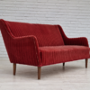 1960s, Danish design, 2 seater sofa, red velour, original very good condition.
