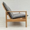 70s, Danish design, renovated 3 seater sofa, patinated linen furniture fabric, oak wood.