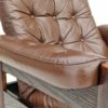 1970s, Scandinavian adjustable lounge chair, brown leather, oak wood.