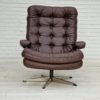 1970s, Vintage Danish swivel leather armchair, leather, original condition. 1970s, Vintage Danish swivel leather armchair, leather, original condition.