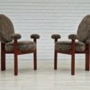 60s, Danish design by Bent Møller Jepsen, armchairs, model "Medalie", sheepskin, teak wood.