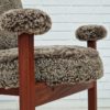 60s, Danish design by Bent Møller Jepsen, armchairs, model "Medalie", sheepskin, teak wood.