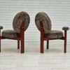 60s, Danish design by Bent Møller Jepsen, armchairs, model "Medalie", sheepskin, teak wood.