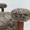 60s, Danish design by Bent Møller Jepsen, armchairs, model "Medalie", sheepskin, teak wood.