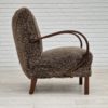 60s, Scandinavian design, reupholstered art deco armchair, genuine sheepskin.