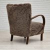 60s, Scandinavian design, reupholstered art deco armchair, genuine sheepskin.