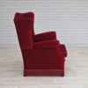 1960-70s, Danish design, wingback chair, dark red velour, original condition.