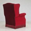 1960-70s, Danish design, wingback chair, dark red velour, original condition.
