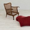 1930s, Scandinavian design, armchair in cherry red velour, original very good condition.