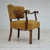 1930s, Scandinavian design, armchair in green furniture fabric, ash wood, original very good condition.