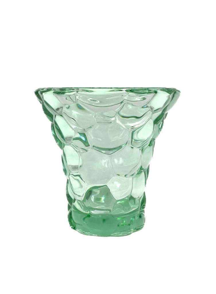 Pierre D’Avesn, Water green “Honeycomb” crystal vase, France 1930