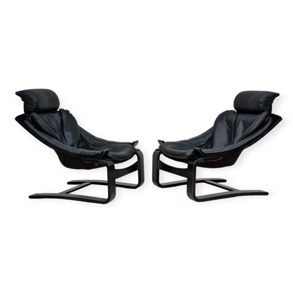 1970s, Swedish design by Ake Fribyter for Nelo, set of two Kroken lounge chair.