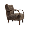 60s, Scandinavian design, reupholstered art deco armchair, genuine sheepskin.