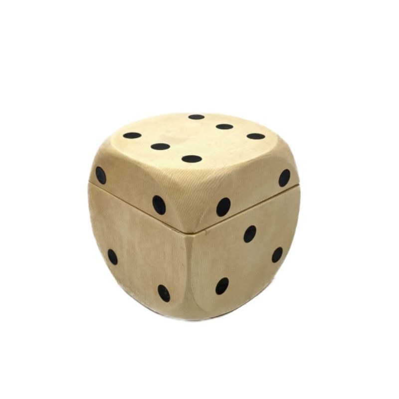 Modern parchment dice-shaped parchment cigarette box / carillon, Italy 1950