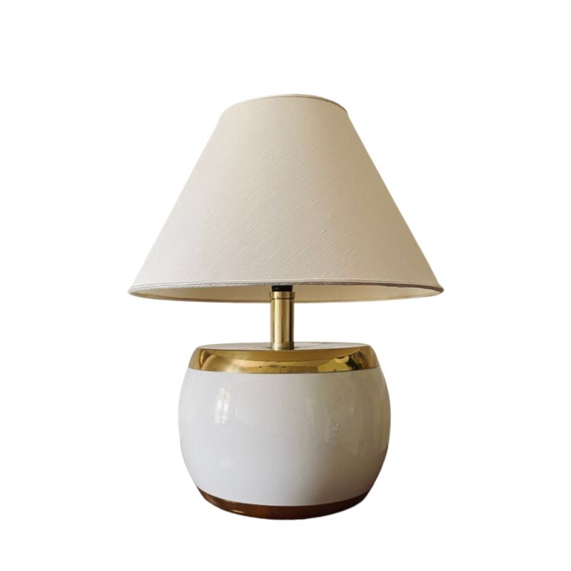 Monumental white ceramic and brass lamp base, Italy 1970s