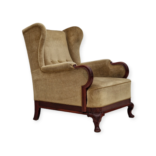 1950s, Danish design, armchair, teak wood, velour, original condition.