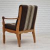 1970s, Danish design, oak wood armchair in furniture wool, oak wood.