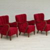 1960s, Danish design by Alfred Christensen, armchair in cherry red fabric, original condition.
