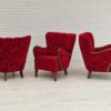 1960s, Danish design by Alfred Christensen, armchair in cherry red fabric, original condition.