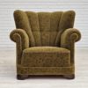 1950s, Danish vintage relax chair in green fabric, original condition. 1950s, Danish vintage relax chair in green fabric, original condition.