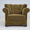 1950s, Danish vintage relax chair in green fabric, original condition.