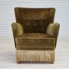 1960s, Danish vintage armchair in green velvet, original condition.