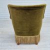 1960s, Danish vintage armchair in green velvet, original condition.