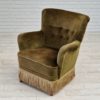 1960s, Danish vintage armchair in green velvet, original condition.