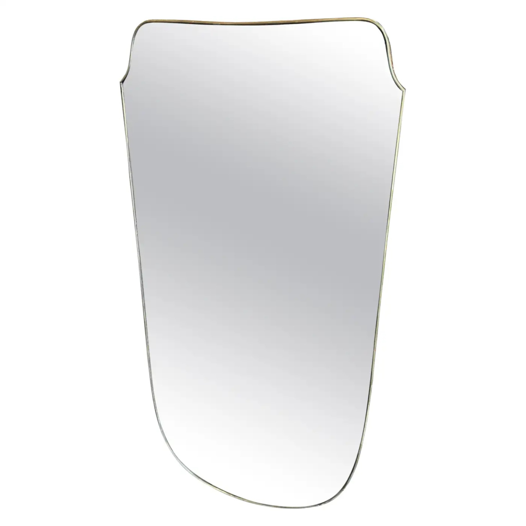 1950s Gio Ponti Style Mid-Century Modern Shield Shaped Italian Big Wall Mirror