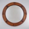 Antique Art Deco wall mirror, Gordon Russell style, oak, round, 1930`s ca, English