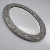 Antique Arts & Crafts oval wall mirror, `poppies`, pewter, Keswick style, 1900`s ca, English