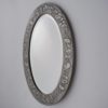 Antique Arts & Crafts oval wall mirror, `poppies`, pewter, Keswick style, 1900`s ca, English