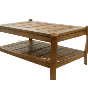 Vintage 70's wood and bamboo coffee table ref: Pépita.