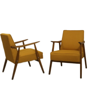 Pair of 1960s Scandinavian armchairs with curved arms. Ref Mimosa