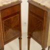 Pair of marquetry bedside tables with Breche d'Alep marble front decoration. Ref Toulouse.