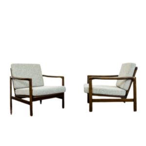 Pair of vintage green B-7522 armchairs by Zenon Bączyk, 1960s