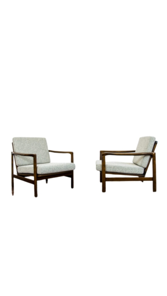 Pair of vintage green B-7522 armchairs by Zenon Bączyk, 1960s