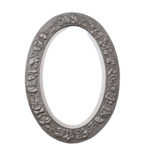 Antique Arts & Crafts oval wall mirror, `poppies`, pewter, Keswick style, 1900`s ca, English