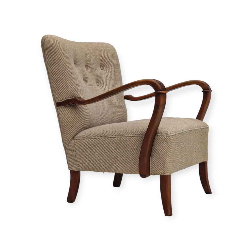 1960s, Danish design, armchair in quality furniture wool fabric.