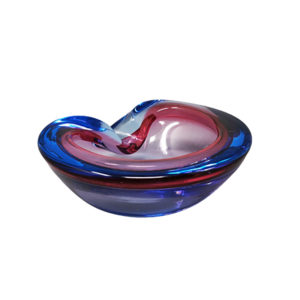 1960s Astonishing Blue and Pink Ashtray/Vide Poche By Flavio Poli for Seguso